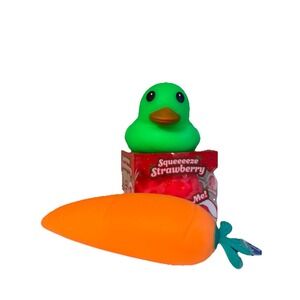 Squeezy Sensory Squishy Jumbo Toy Strawberry, Duck & Carrot Bundle Viral